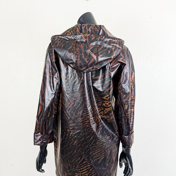 GANNI Women's Tiger Print Brown Raincoat $295 - Picture 13 of 13